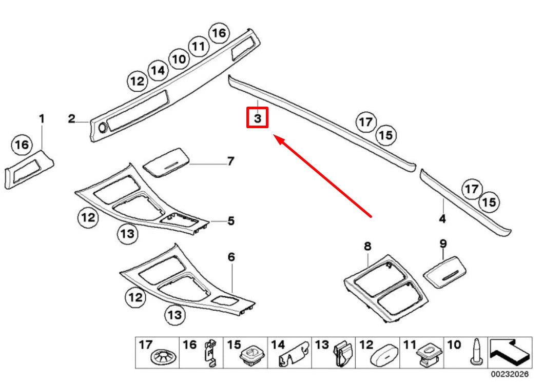 NEW BMW 3 CABRIO E93 LEFT DOOR DECOR STRIP 51418049043 8049043 ORIGINAL