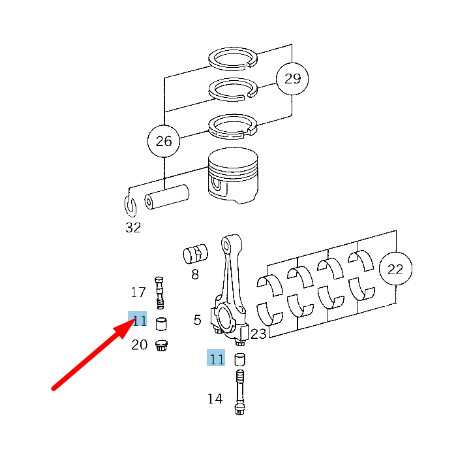 new mercedes-benz sl r129 piston pilot bushing a1029910341 original