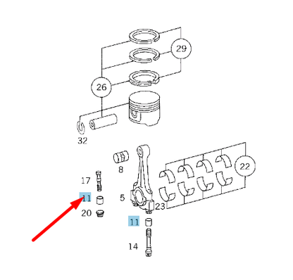 new mercedes-benz sl r129 piston pilot bushing a1029910341 original