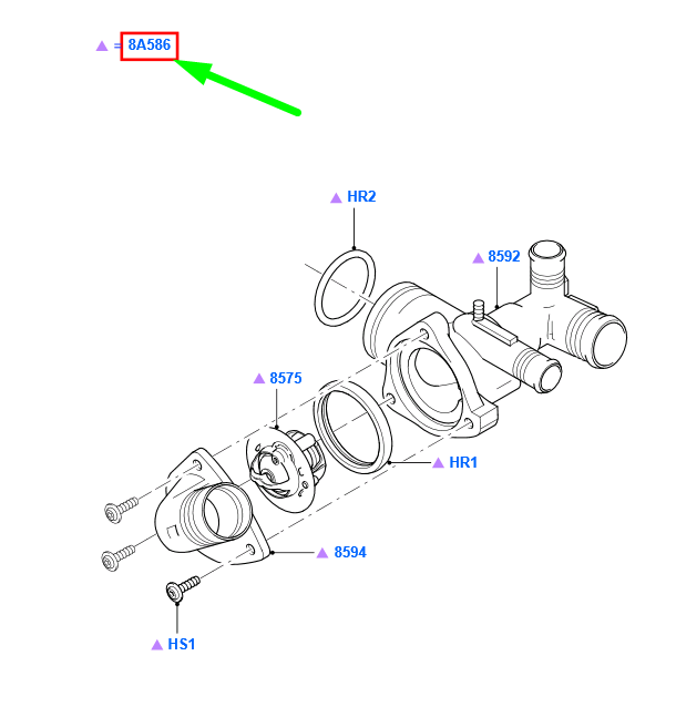 new ford transit mk3 thermostat housing 1372334 6c1q-8a586-ac original