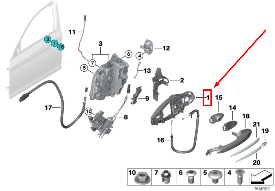 new bmw 5 g30 front left outside door handle carrier 51219881774 9881774