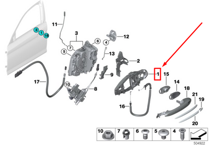 new bmw 5 g30 front left outside door handle carrier 51219881774 9881774