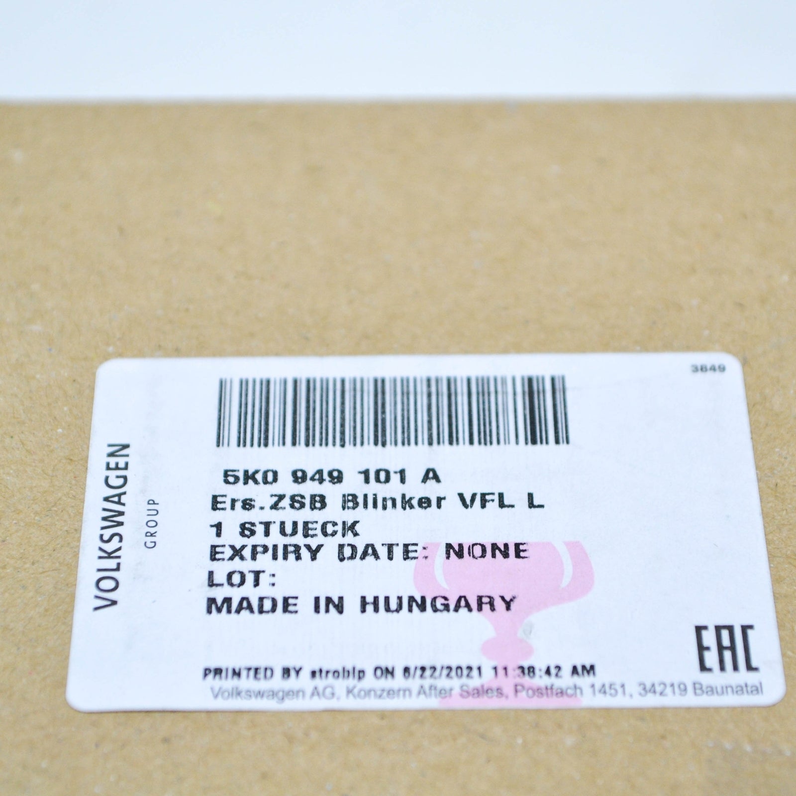 NEW VW GOLF VL 5K1 LEFT SIDE MIRROR TURN SIGNAL INDICATOR 5K0949101A ORIGINAL