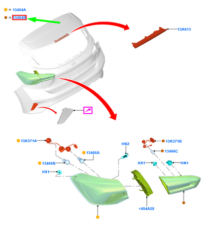 new ford focus mk4 rear right side inner taillight lhd 2374065 original