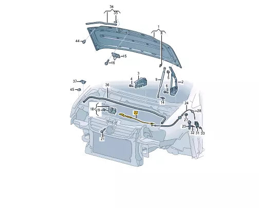 NEW VOLKSWAGEN CADDY 2K FRONT BONNET HOOD LID LOCK CABLE LHD 2K5823531B ORIGINAL