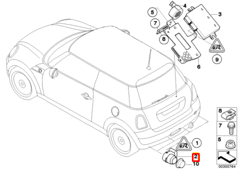 new mini r56 r55 r57 r58 r59 r60 r61 parking sensor 66209196705 2012 original