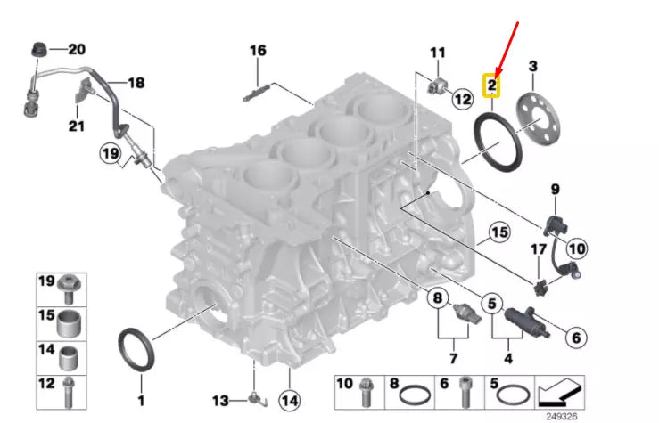 NEW BMW 1 F20 REAR CRANKSHAFT SEAL 11117587168 7587168 ORIGINAL