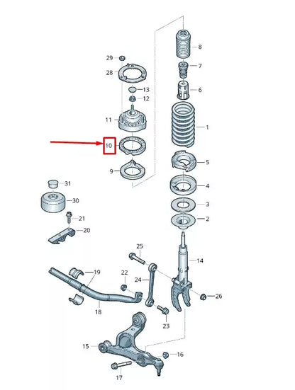 VW TOUAREG 7P Upper Front Coil Spring Insulator 7P0411177 NEW