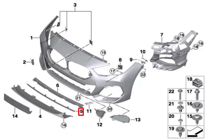NEW BMW 2 GRAN COUPE M F44 FRONT BUMPER PRESSURE LIP LOWER STRIP 8077610