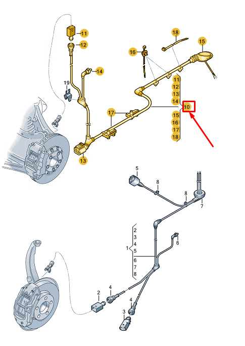 new audi a3 sportback 8y rear left speed sensor wiring 8y0927903d original