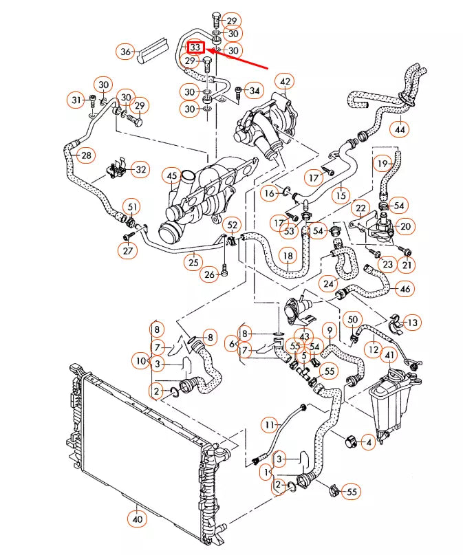 NEW AUDI A4 B8 FEED COOLANT PIPE 06H121497B ORIGINAL