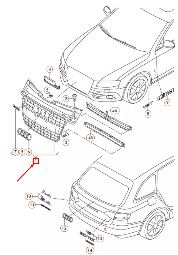 NEW AUDI A5 S5 8T3 FRONT RADIATOR GRILLE 8T0853651FVMZ ORIGINAL