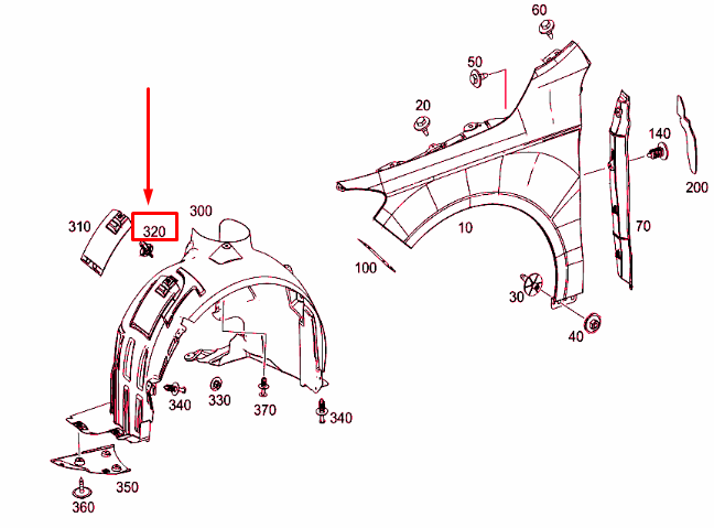 new mercedes-benz cla c117 front fender catch a0029880542 original