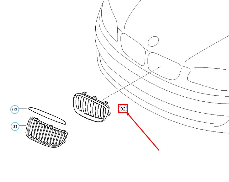 NEW BMW 3 E90 FRONT RADIATOR LEFT KIDNEY CHROME GRILLE 51137201967 ORIGINAL