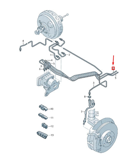 NEW VW TRANSPORTER VI T6 FRONT RIGHT BRAKE PIPE 7E3614730