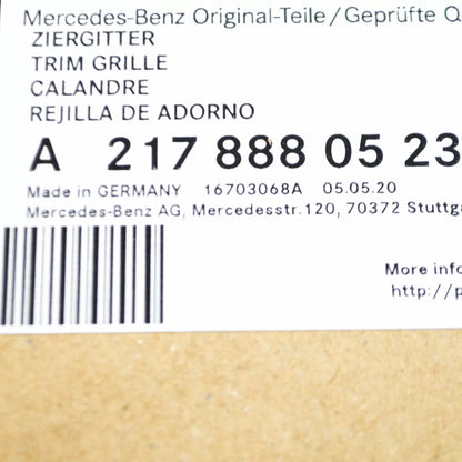 NEW MB S COUPE C217 AMG FRONT BUMPER RADIATOR GRILLE TRIM A2178880523 ORIGINAL