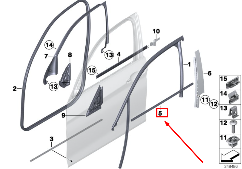 new bmw f20 front right exterior door channel cover 51337463176 7463176 original