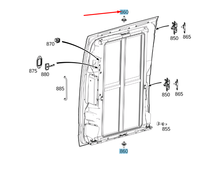 NEW MERCEDES-BENZ SPRINTER W907 SLIDING DOOR BRACKET LHD A9067330014 ORIGINAL