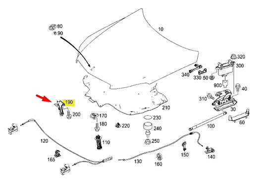 NEW MERCEDES-BENZ E-CLASS COUPE C207 BONNET SAFETY HOOK A2078801000