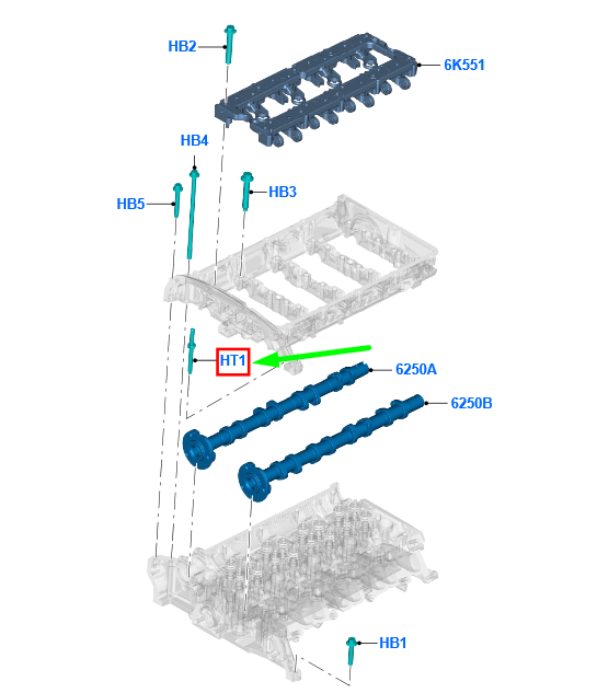 new ford ranger t6 mk1 camshaft stud w708892-s437 1372317 original