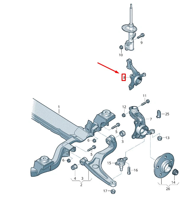 NEW VW TRANSPORTER VI T6 FRONT LEFT WHEEL BEARING HOUSING 7H8407257C ORIGINAL