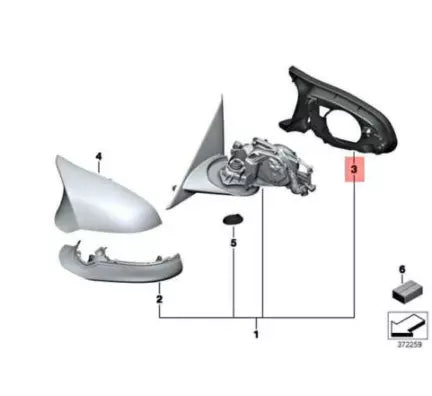 NEW BMW 3 F30 FRONT RIGHT DOOR MIRROR SUPPORT RING M 51168059562 ORIGINAL