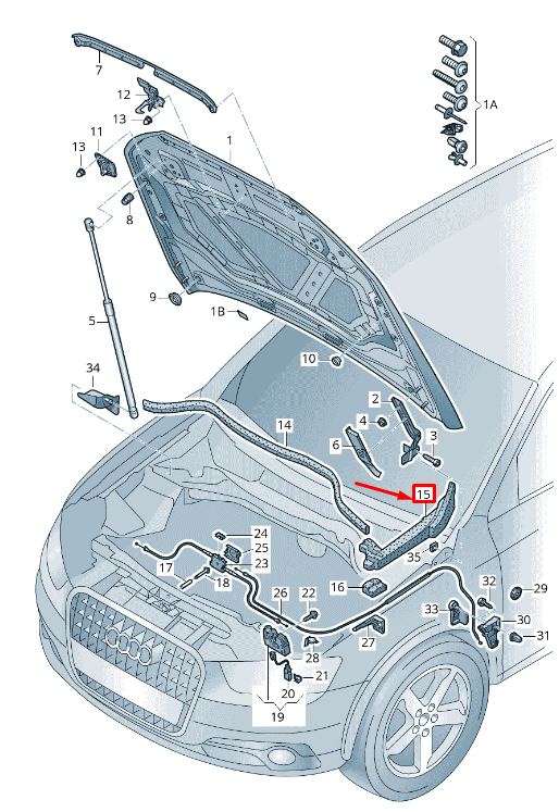 NEW AUDI RSQ3 RIGHT BONNET SEAL 8U 8U0821170 ORIGINAL