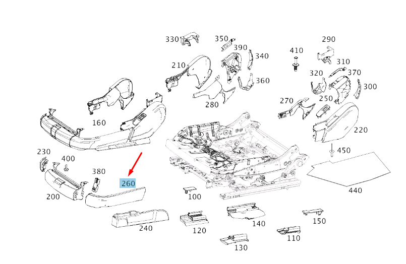 NEW MB S W222 FRONT RIGHT SEAT HEIGHT ADJUSTMENT COVER A22291901229051 ORIGINAL