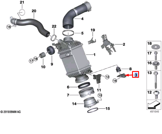 new bmw 5 g30 charge air cooler bracket 17518632132 8632132 original
