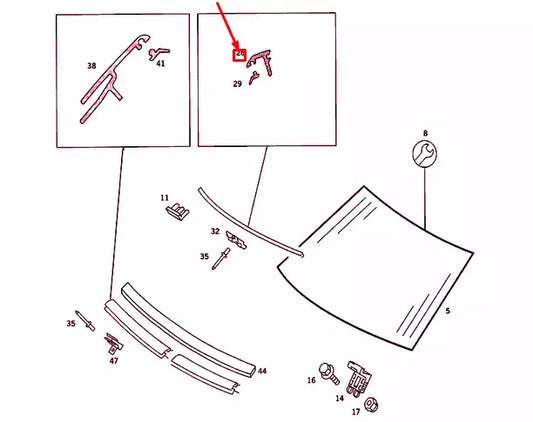 NEW MERCEDES-BENZ 190 W201 WINDSHIELD TOP GARNISH MOULDING A2016700222
