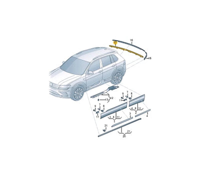 NEW VOLKSWAGEN TIGUAN AD REAR BUMPER CENTER MOLDING 5NA853835C2ZZ