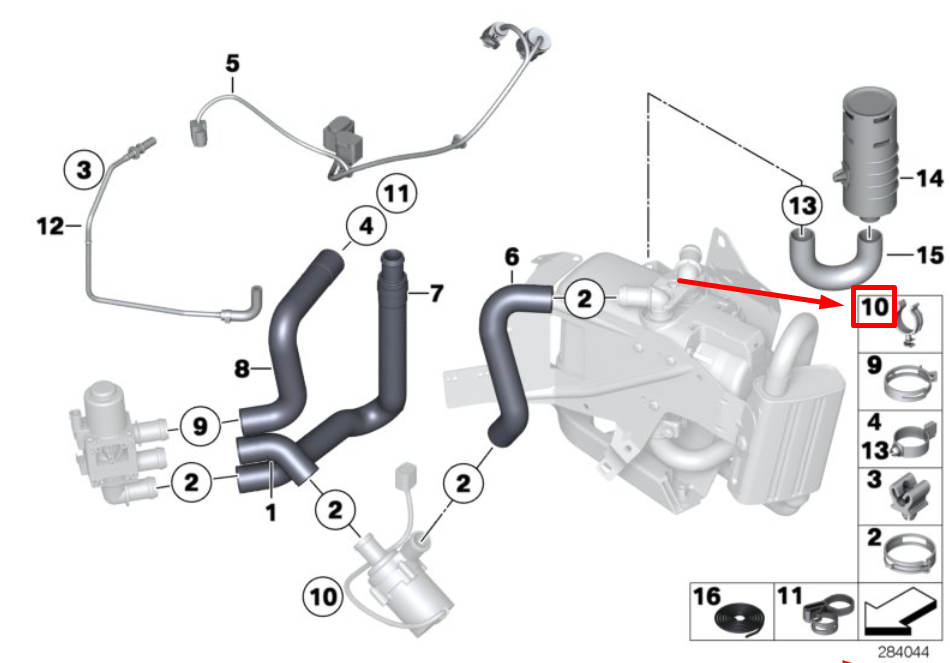 new bmw 6 f06 independent-heating unit hose clamp 64129192782 9192782 genu