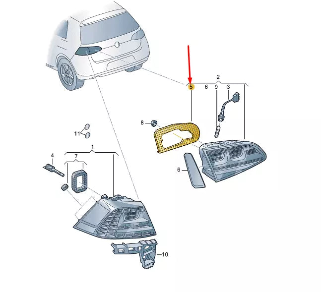 NEW VOLKSWAGEN GOLF MK7 REAR INNER TAIL LIGHT SEAL 5G0945395 ORIGINAL