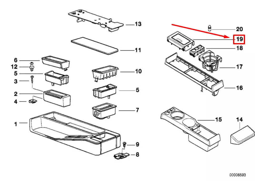 NEW BMW 3 COMPACT E36 ASHTRAY 8217482 51168217482 ORIGINAL