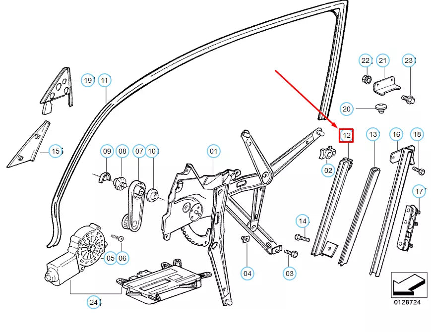 NEW BMW 3 E36 FRONT LEFT WINDOW GUIDE RAIL 51328176365 8176365 ORIGINAL