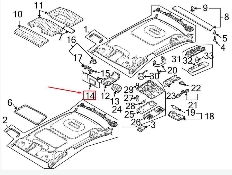 NEW VW PASSAT B6 3C LEFT SIDE SUN VISOR 3C0857551AM2F4 ORIGINAL