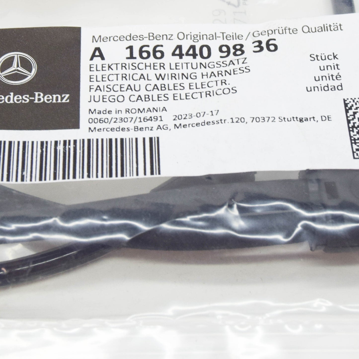 NEW MB GLE W166 FRONT AXLE ELECTRICAL CABLE HARNESS A1664409836 ORIGINAL