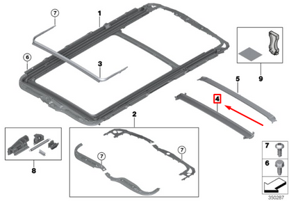 new bmw x5 f15, f85 sunroof front drip moulding 7170932 54137170932 original