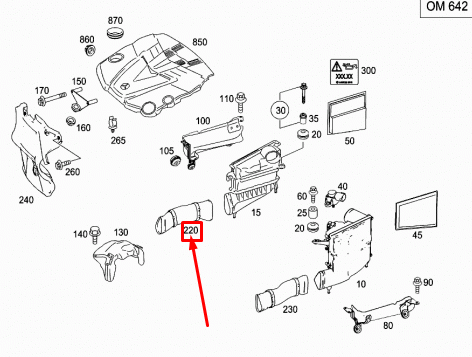 NEW MERCEDES-BENZ E W211 RIGHT INTAKE LINE A6420945097 ORIGINAL