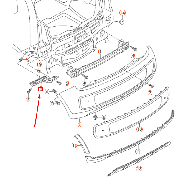 new volkswagen up rear left bumper guide profile 1s6807393d original