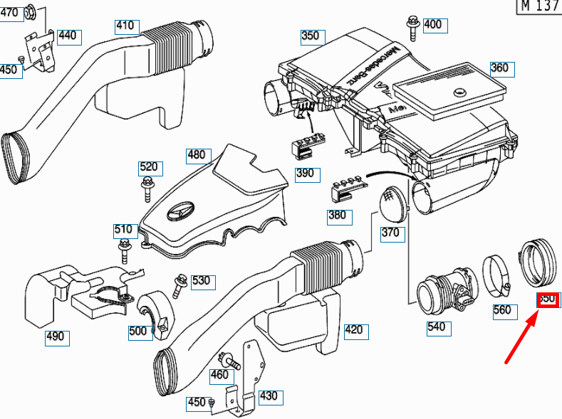 NEW MERCEDES-BENZ CL C215 INTAKE LINE INTERMEDIATE PIECE A1371410067 ORIGINAL