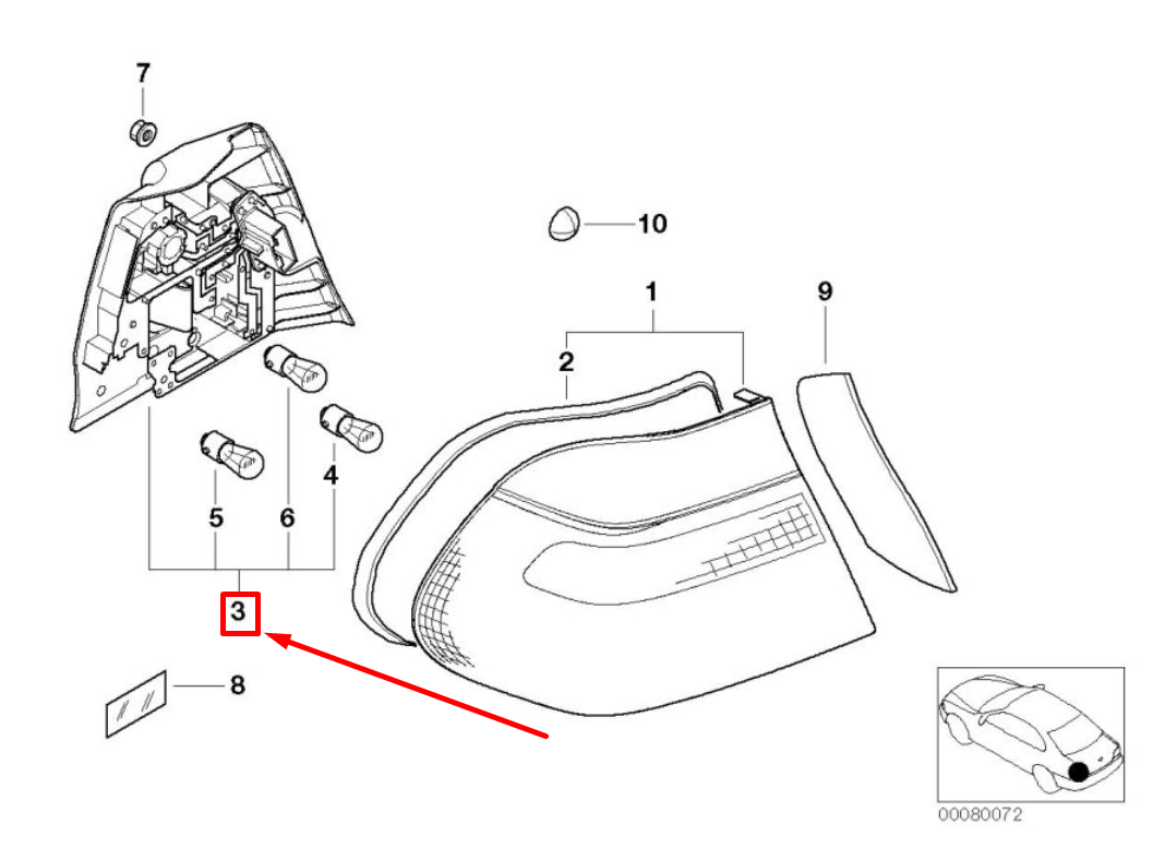 new bmw 3 e46 rear right tail light bulb socket 8364730 63218364730 original