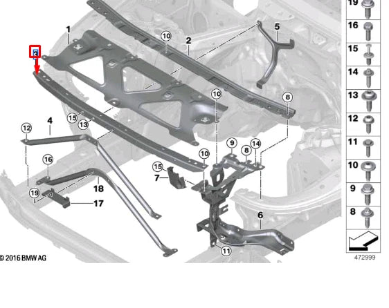 NEW BMW 7 G12 FRONT TOP UPPER CONNECTION 51647357210 ORIGINAL