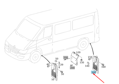 NEW MERCEDES-BENZ SPRINTER 909 REAR LEFT MUDGUARD A9098820000 2015 ORIGINAL