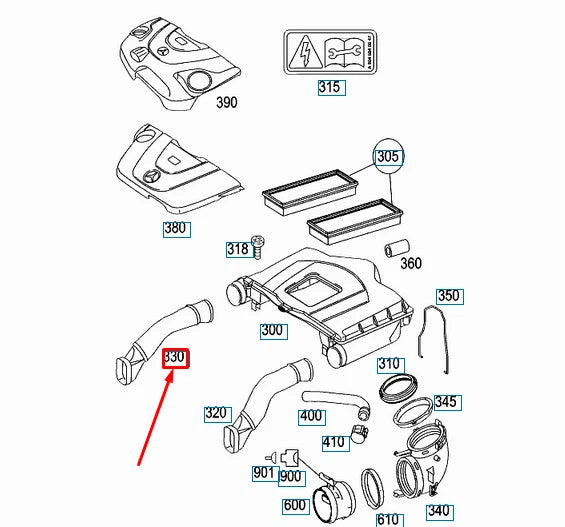 NEW MERCEDES-BENZ S W221 RIGHT AIR INTAKE DUCT HOSE A2730900282 ORIGINAL