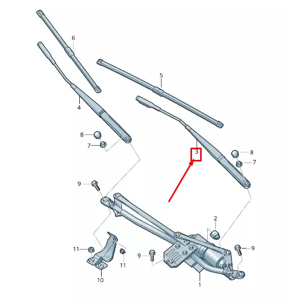NEW AUDI TT 8J FRONT LEFT WIPER ARM RHD 8J2955407A1P9 8J2955407A 1P9 ORIGINAL