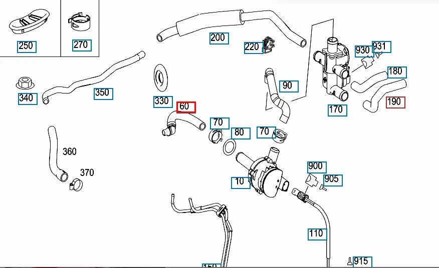 NEW MERCEDES-BENZ S COUPE C216 ENGINE COOLANT HOSE A2218302096 ORIGINAL