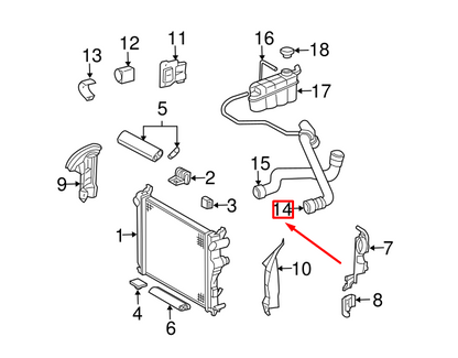 NEW MERCEDES-BENZ S W220 RADIATOR UPPER HOSE A2205015482 ORIGINAL