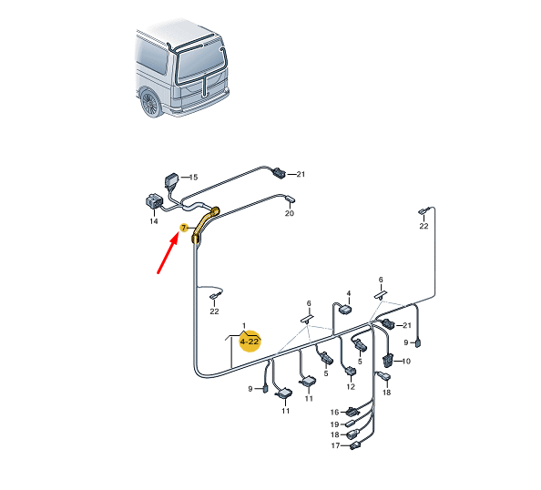 new vw transporter vi t6 tailgate wiring grommet 7e0971840c original