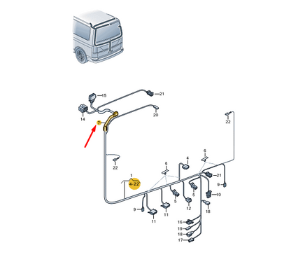 new vw transporter vi t6 tailgate wiring grommet 7e0971840c original